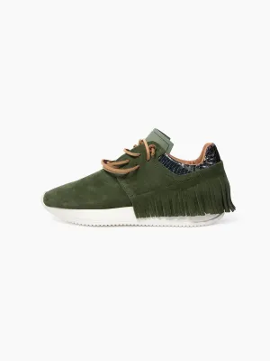 Esseutesse Suede Fringe Sneaker -  Pine