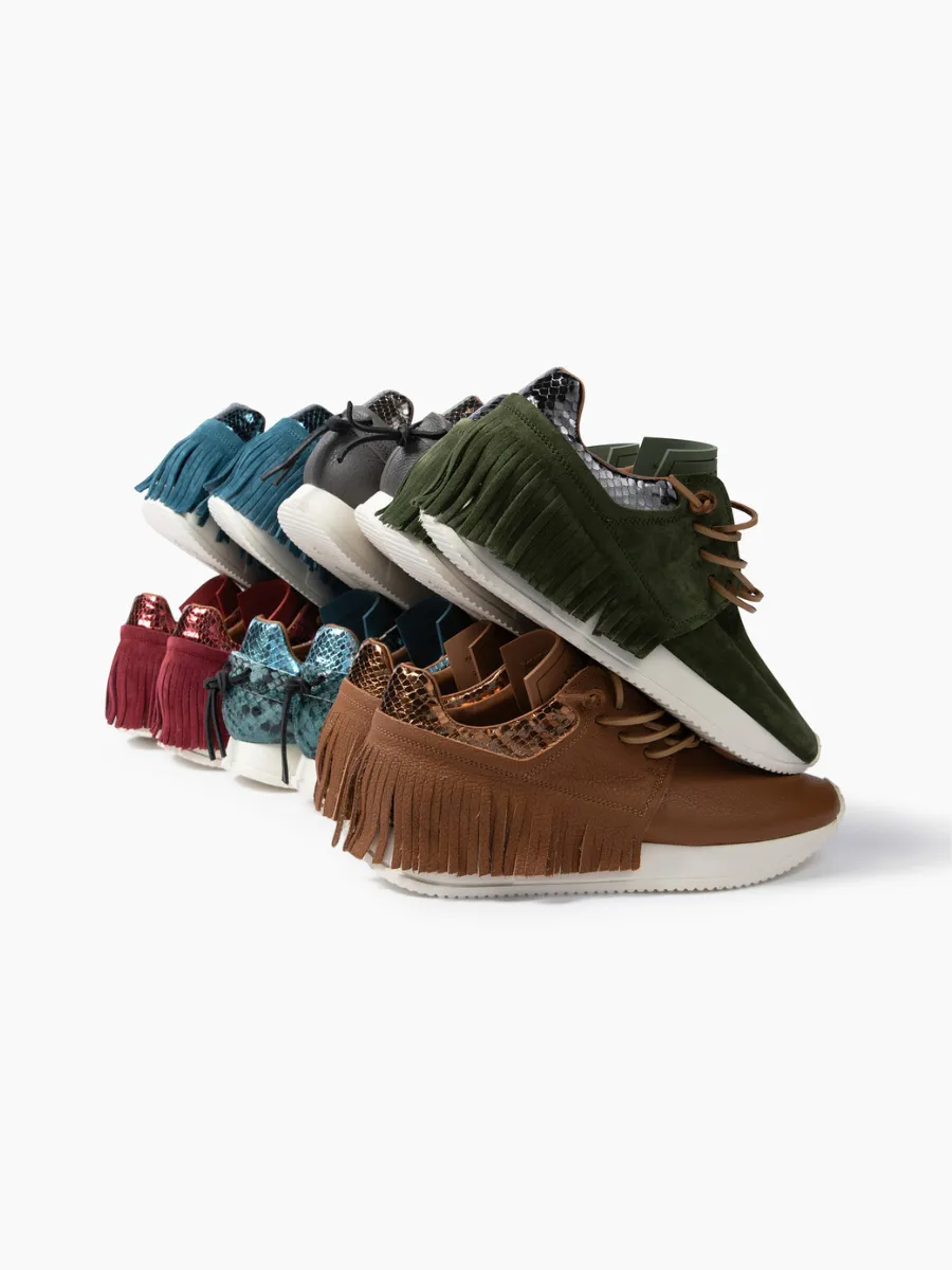 Esseutesse Suede Fringe Sneaker -  Pine