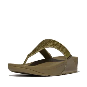 FitFlop Lulu Crystal Embellished Sandals - Metallic Camo Green