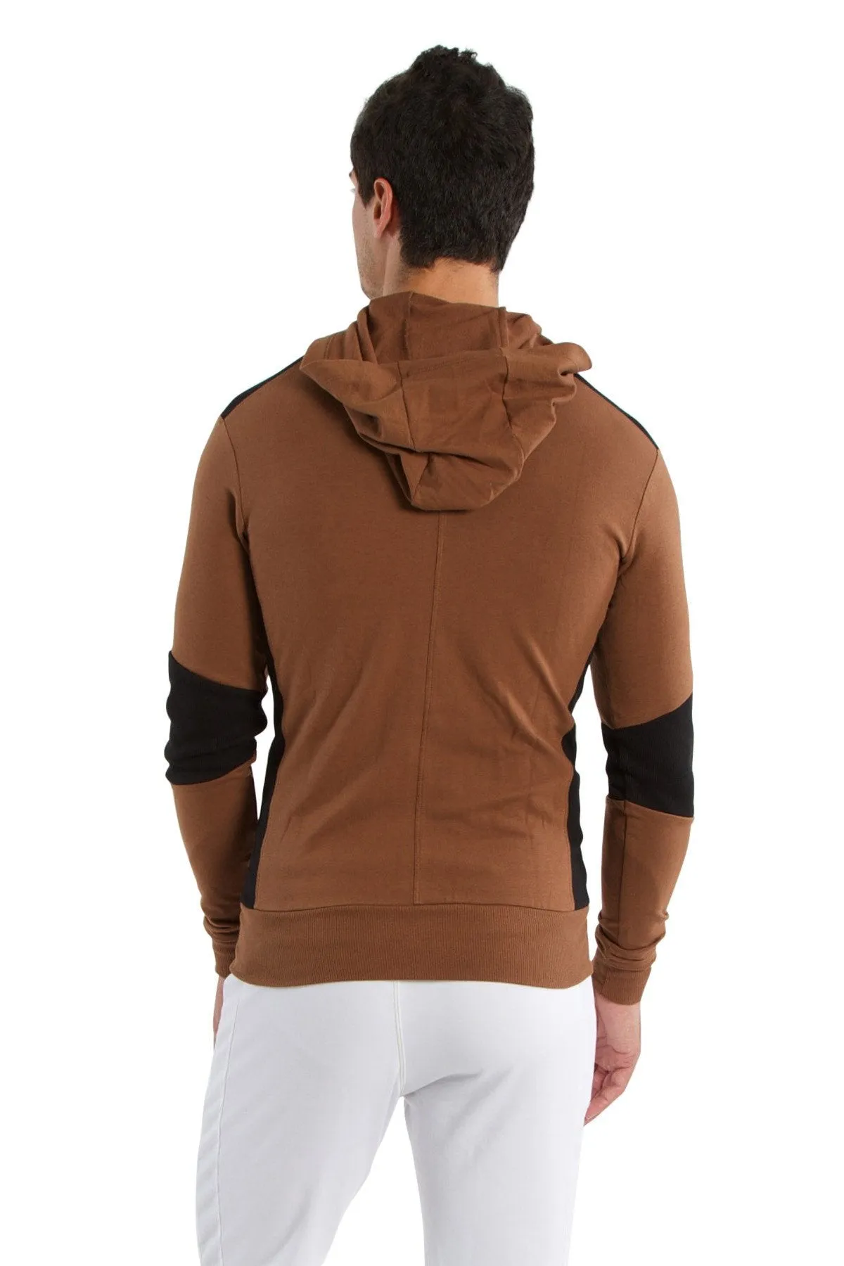 Form-fit Crossover Yoga Track Performance Hoodie (Chocolate w/Black)