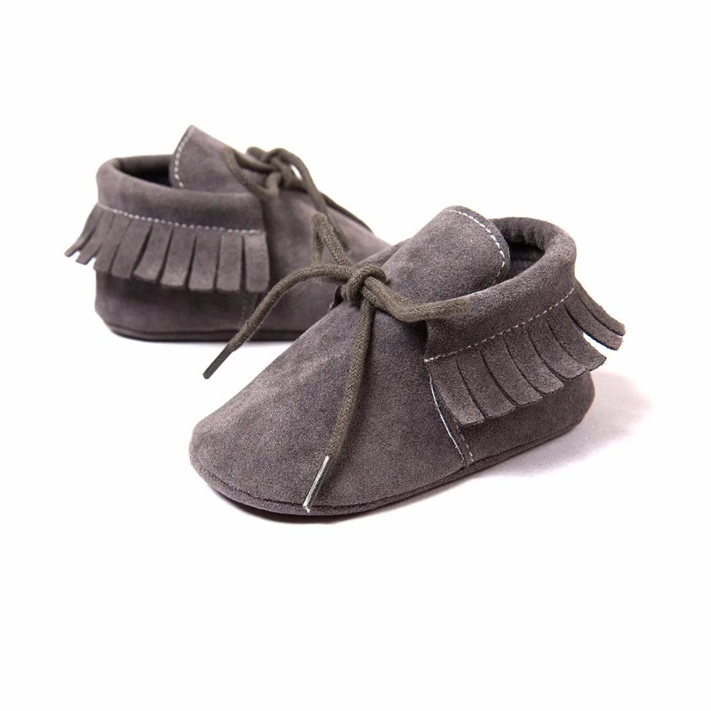 G20 Newborn Baby Boy Girl Baby Moccasins Soft Moccs Shoes Bebe Fringe Soft Soled Non-slip Footwear Crib Shoes PU Suede Leather