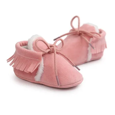 G20 Newborn Baby Boy Girl Baby Moccasins Soft Moccs Shoes Bebe Fringe Soft Soled Non-slip Footwear Crib Shoes PU Suede Leather