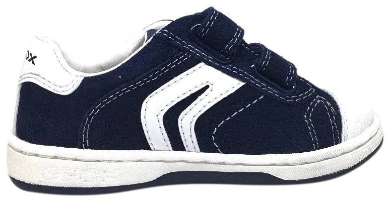 Geox Boy's Maltin Navy & White Double Hook and Loop Strap Sneaker Shoe