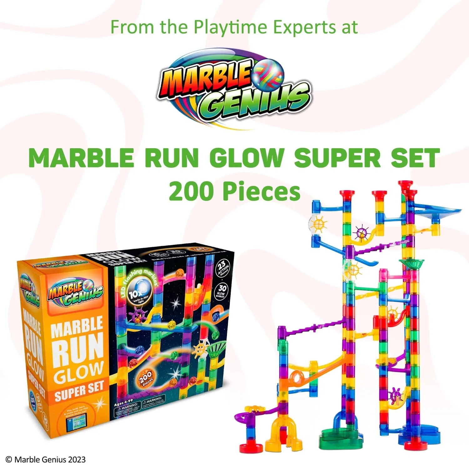 Glow Marble Run Super Set, 200 pieces