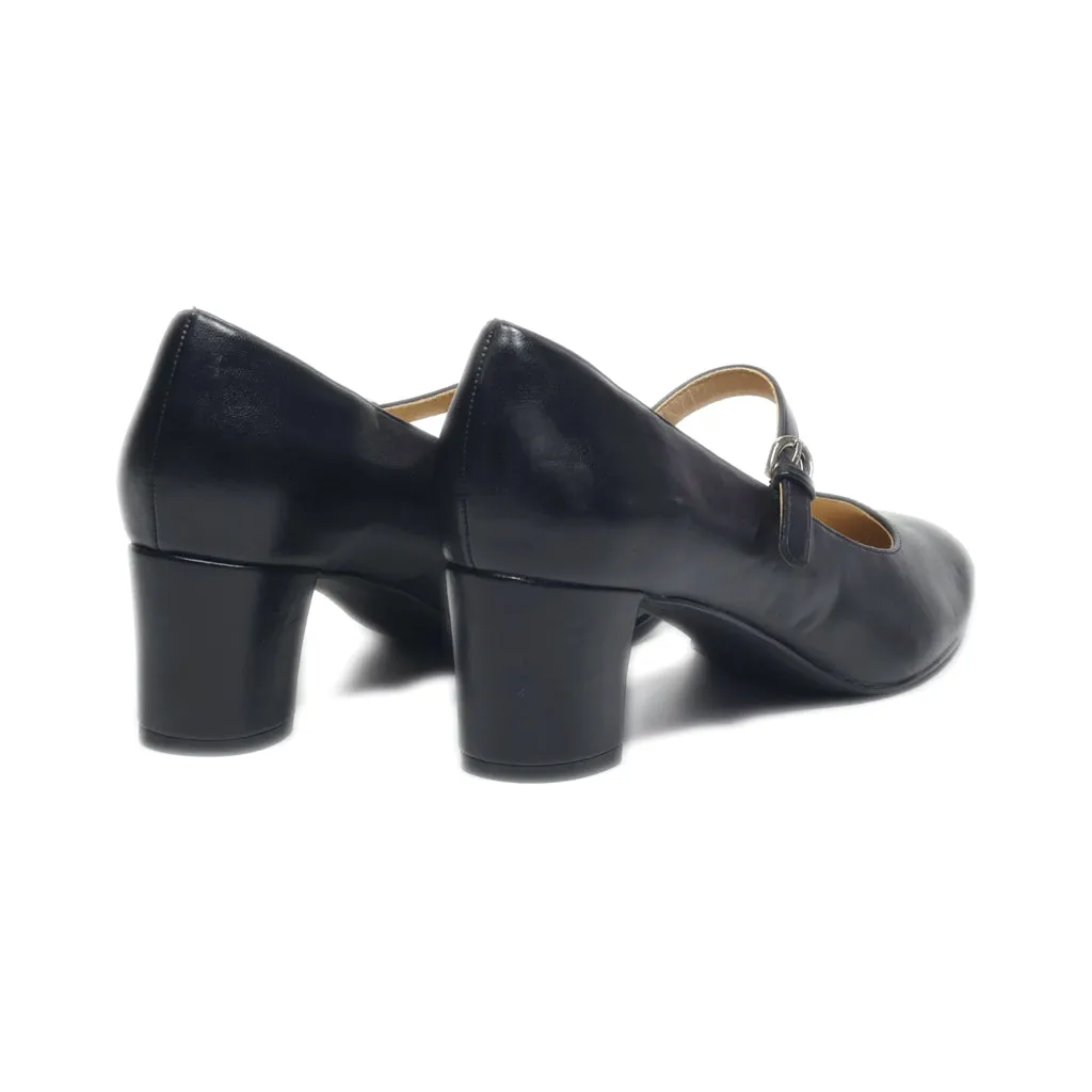 Graceland Mid-Heel Shoes Leather Black Colour For Women