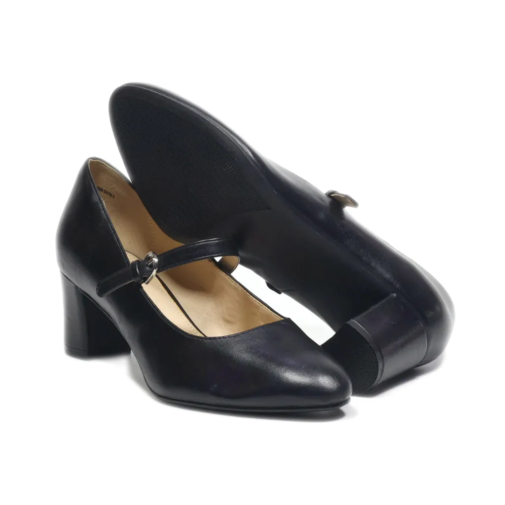 Graceland Mid-Heel Shoes Leather Black Colour For Women