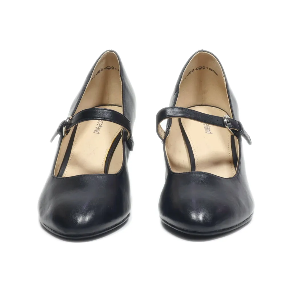 Graceland Mid-Heel Shoes Leather Black Colour For Women