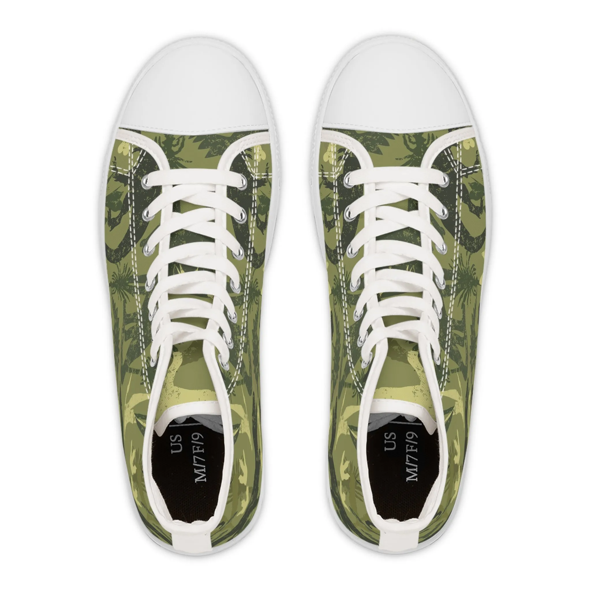 Green Camouflage Dinosaur Women's High Top Sneakers