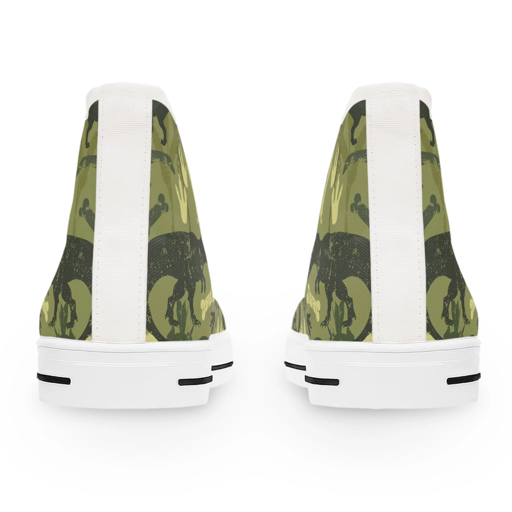 Green Camouflage Dinosaur Women's High Top Sneakers