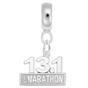 Half Marathon Charm Dangle Bead In Sterling Silver