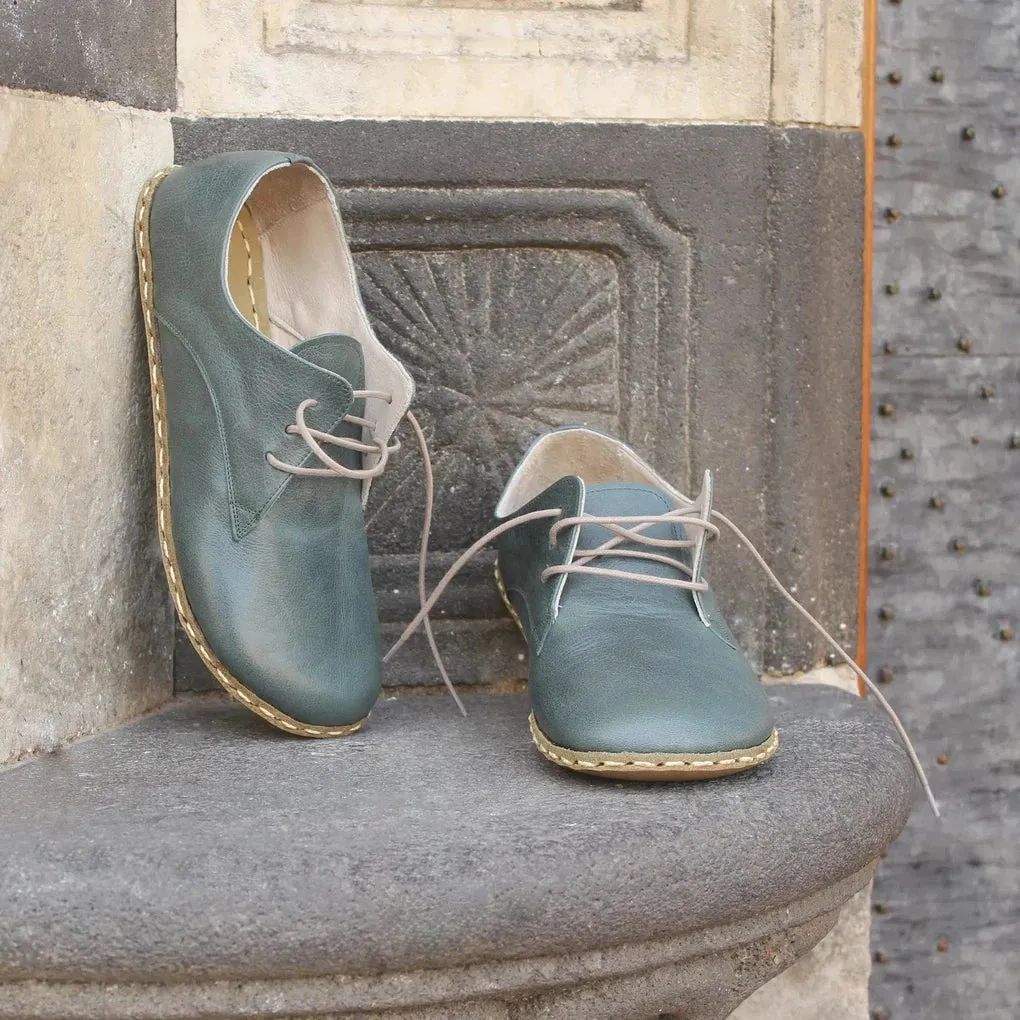 Handmade Barefoot Leather Shoes Green for Men