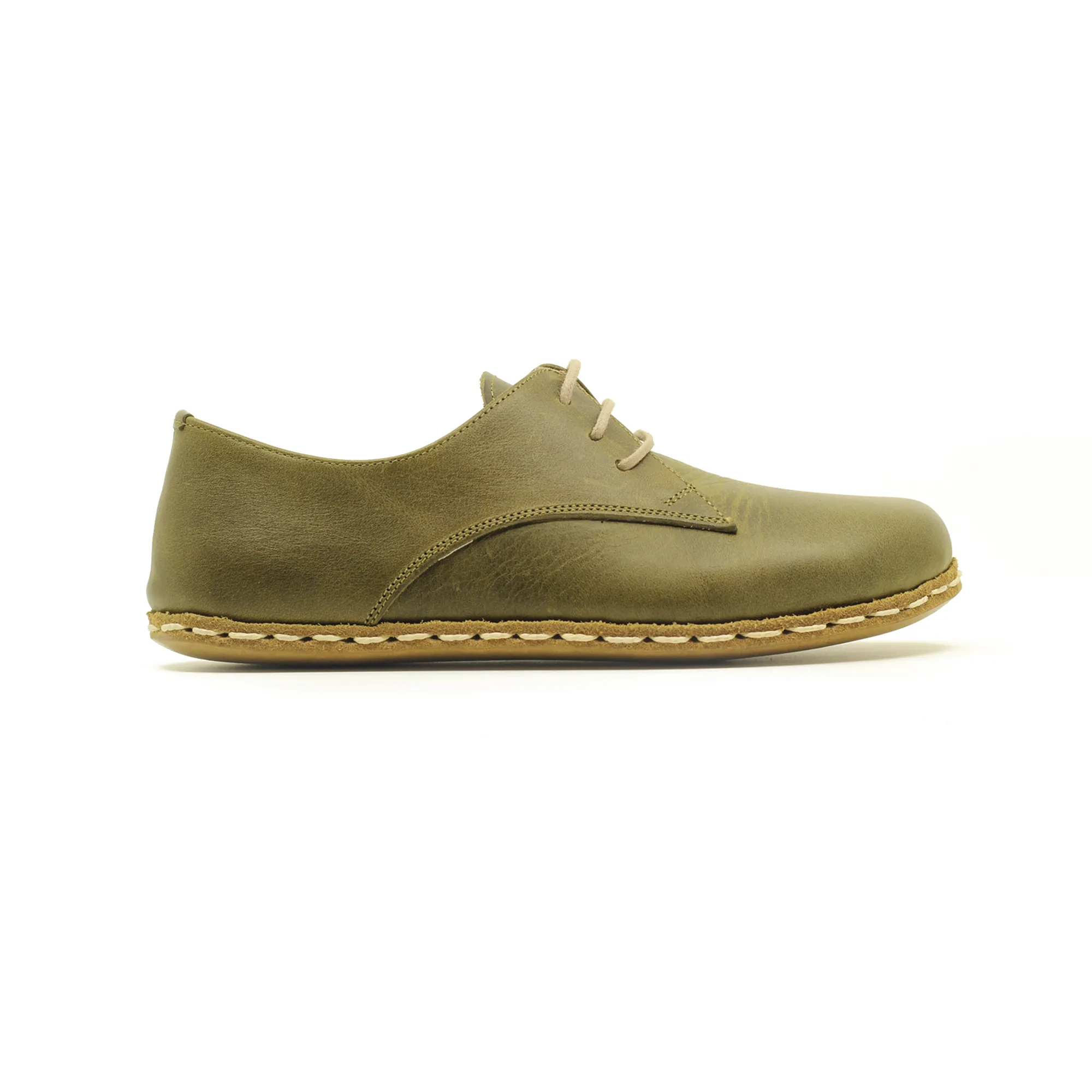 Handmade Barefoot Leather Shoes Military Green for Women