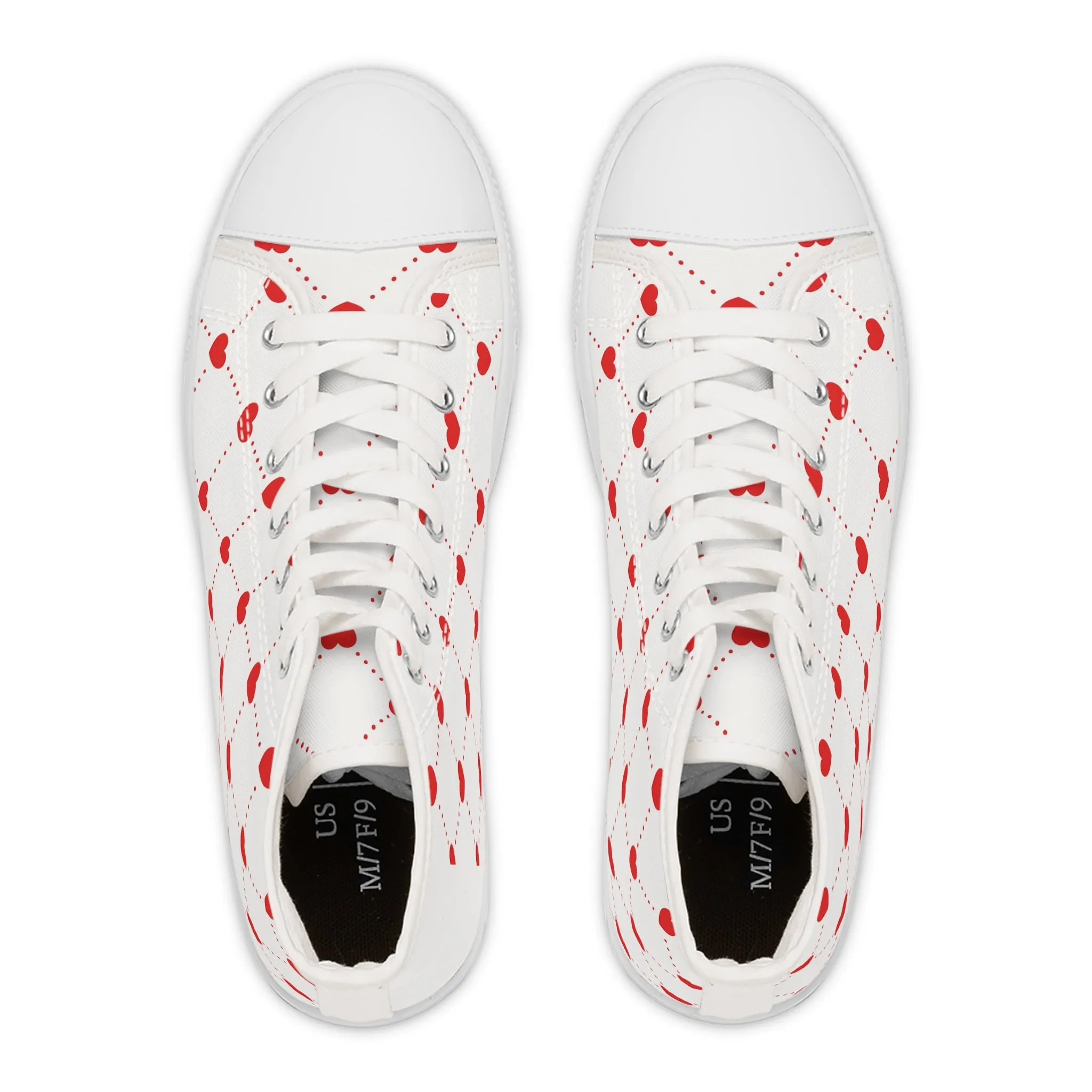 Hearts and Dots Women's High Top Sneakers