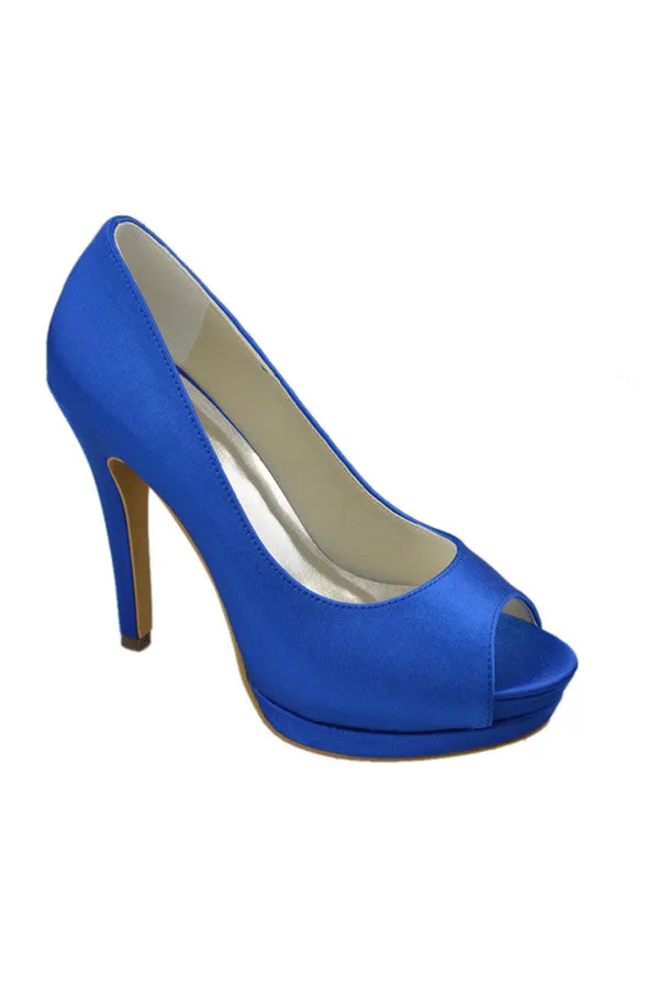 High-Heel Simple Comfy Royal Blue Handmade Women Shoes S81