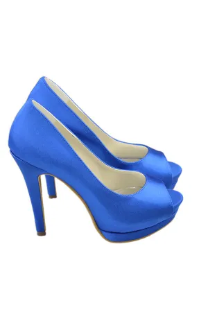 High-Heel Simple Comfy Royal Blue Handmade Women Shoes S81