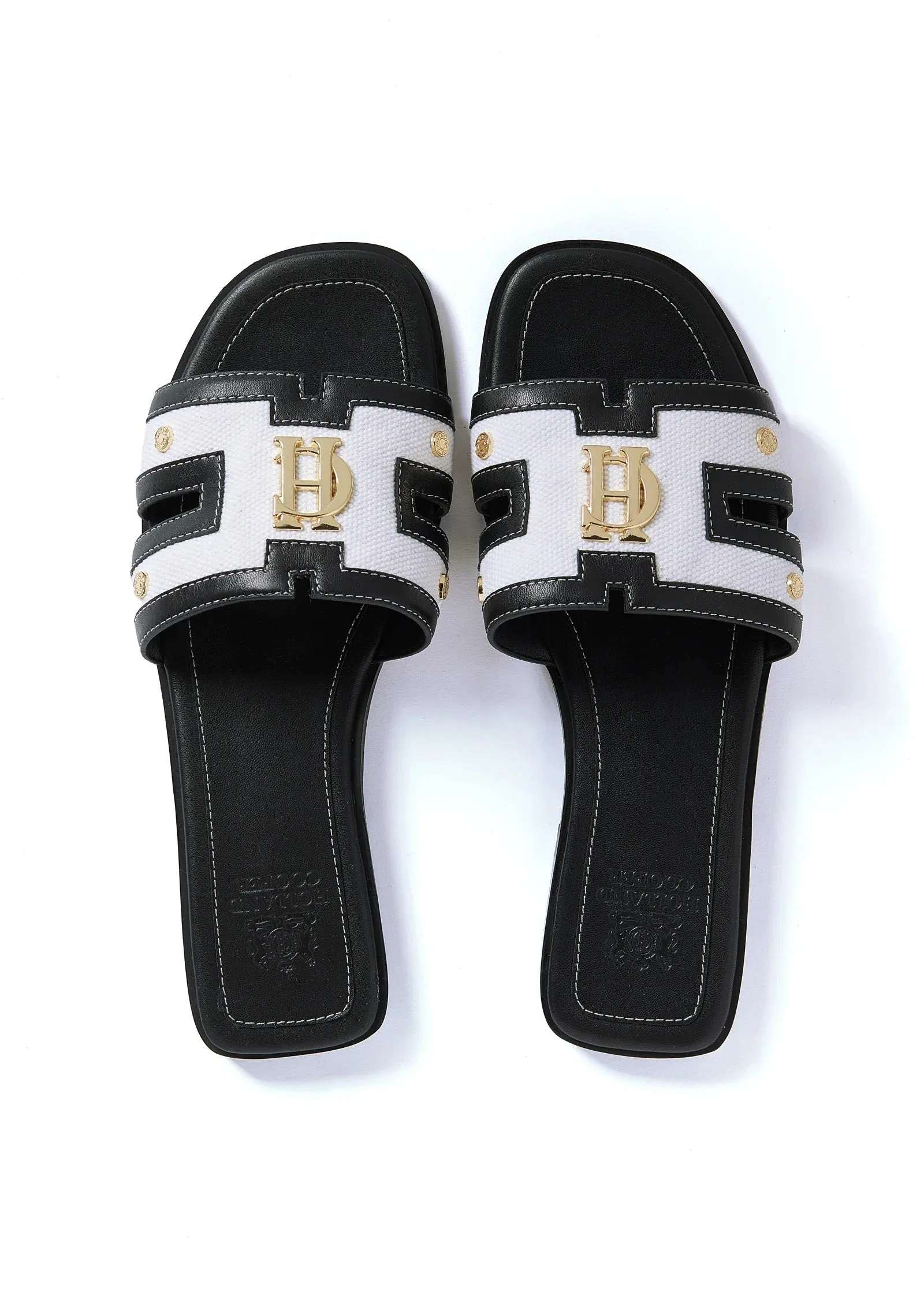 Holland Cooper Monogram Ladies Slide in Black Canvas