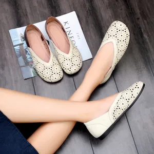 Hollow Handmade Women Retro Flat Shoes