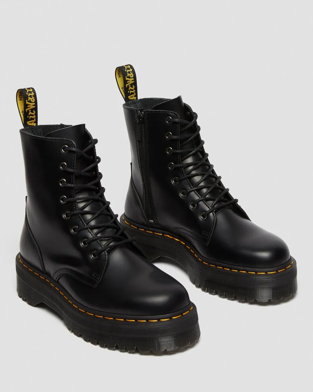 Jadon Black Smooth Leather Platform Boots