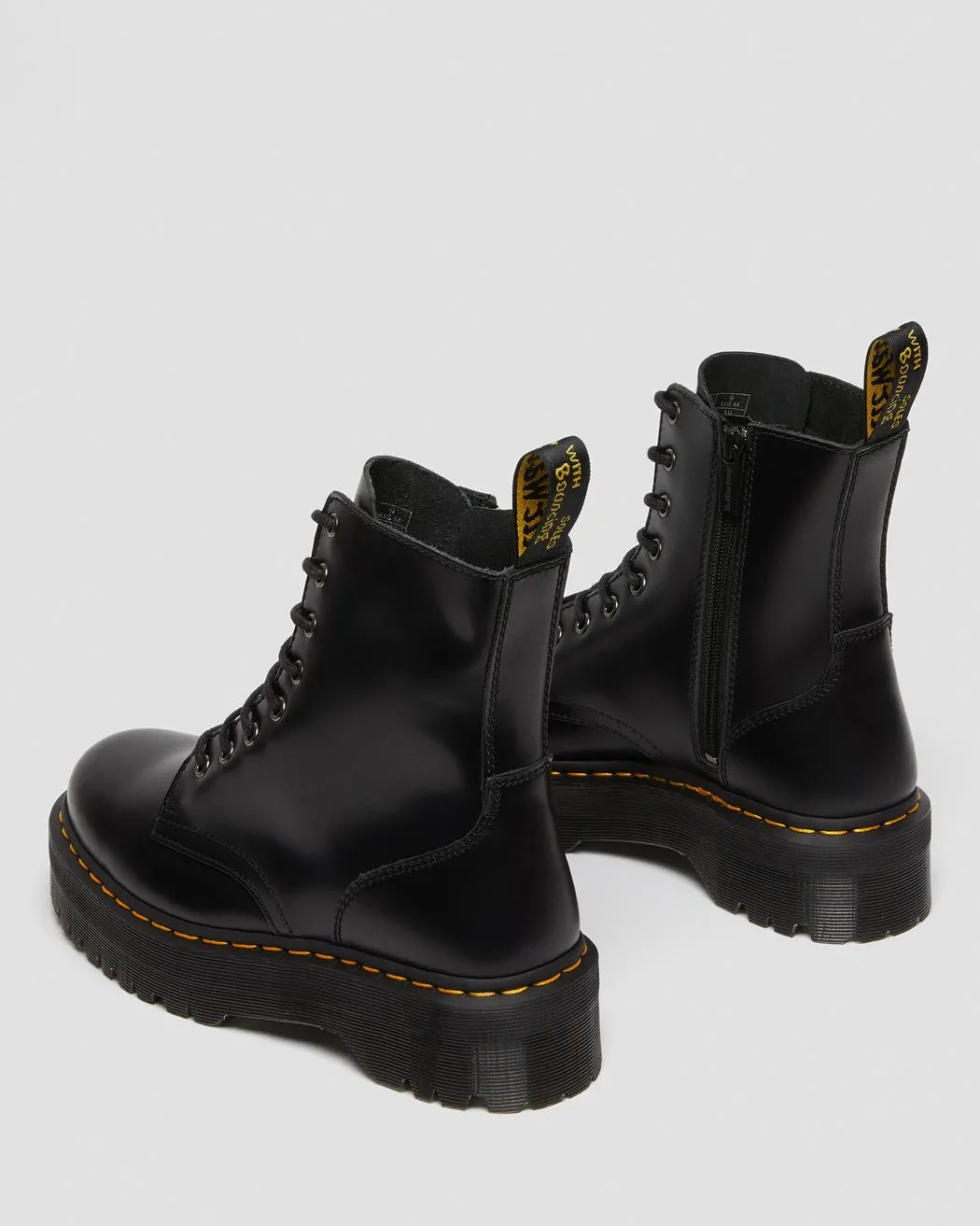 Jadon Black Smooth Leather Platform Boots