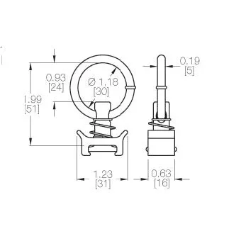 L Track Fitting Stud w/ Ring,   6-Pack