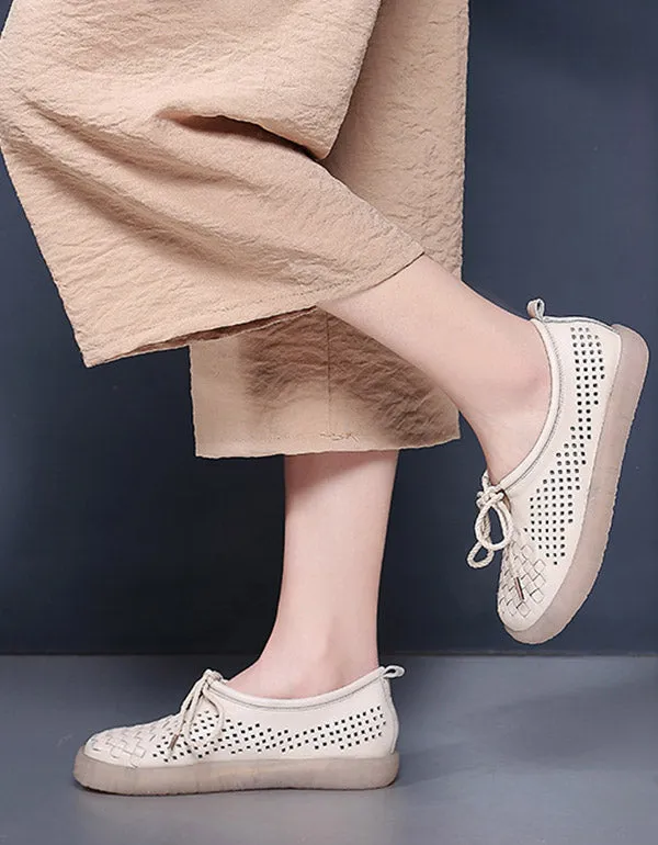 Lace-up Comfortable Hollow Casual White Sneakers