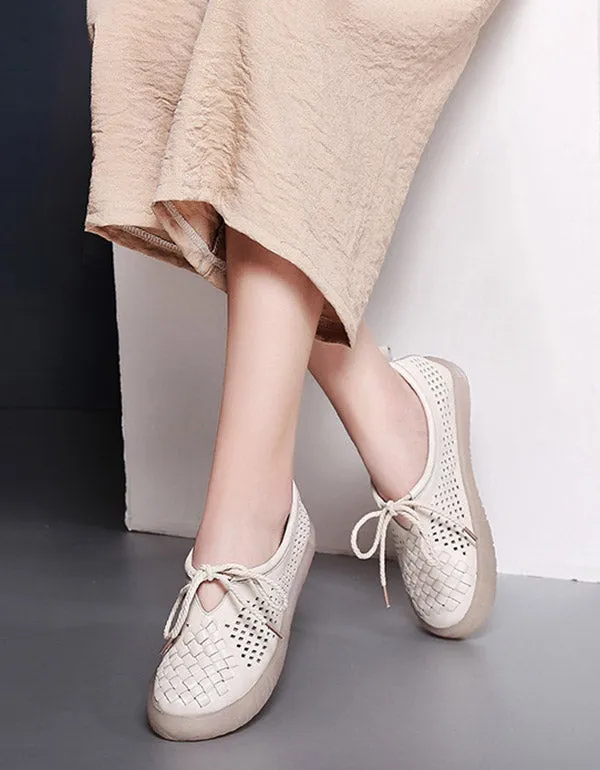 Lace-up Comfortable Hollow Casual White Sneakers