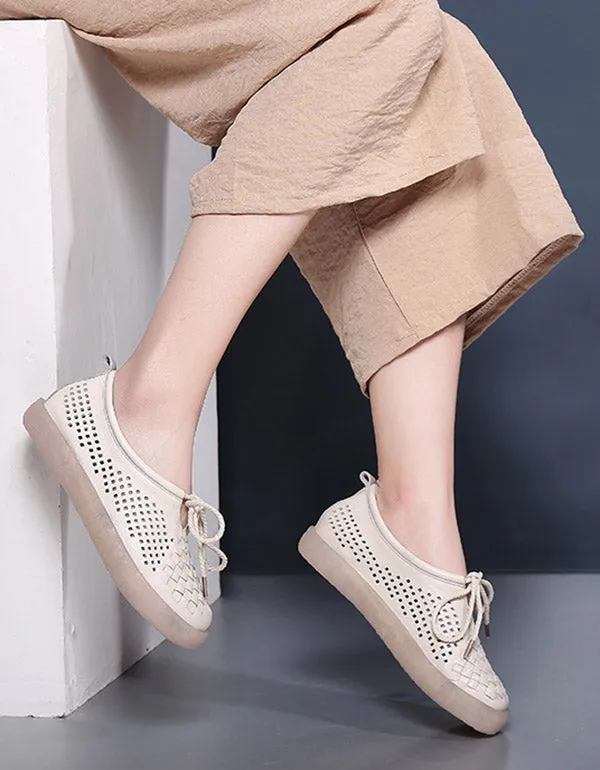 Lace-up Comfortable Hollow Casual White Sneakers