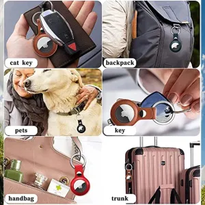 Leather Keychain for Airtags Tracker Locator Device