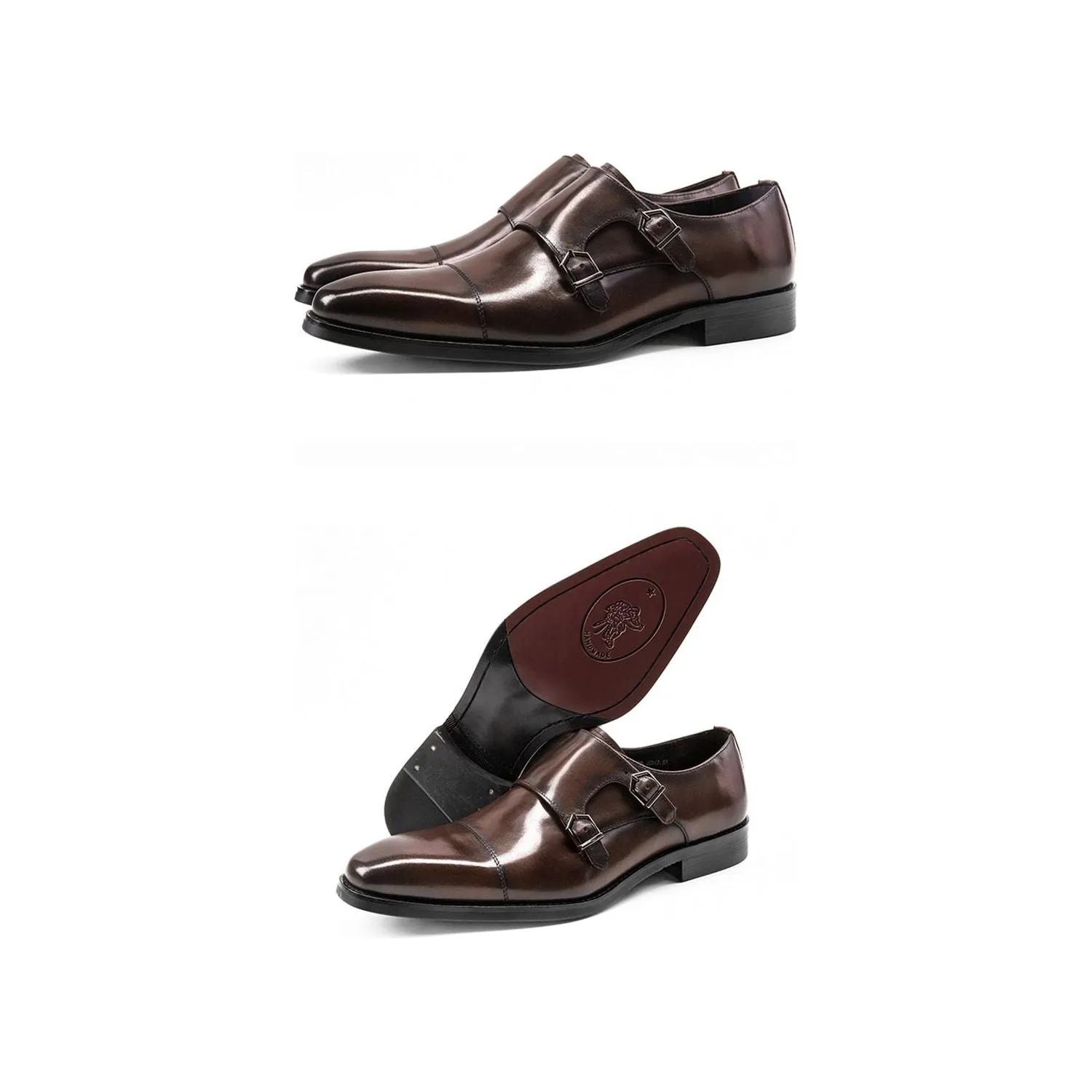 LuxeGloss Exotic Buckle Strap Dress Shoes