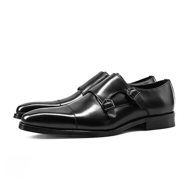 LuxeGloss Exotic Buckle Strap Dress Shoes