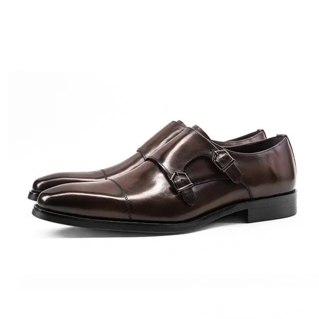 LuxeGloss Exotic Buckle Strap Dress Shoes