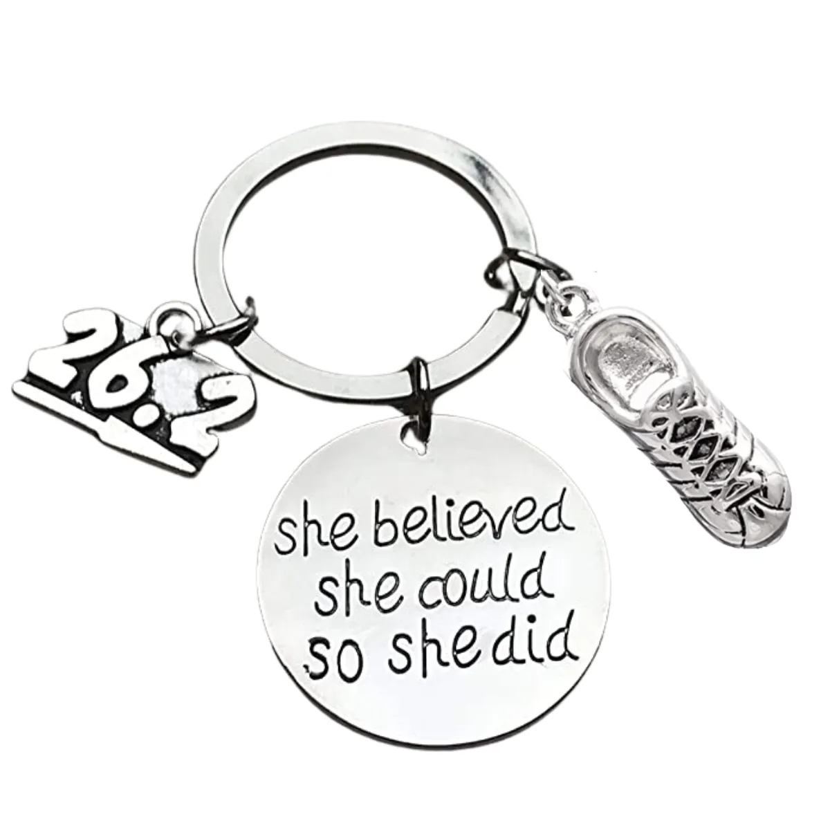 Marathon Keychain - She Believed She Could So She Did