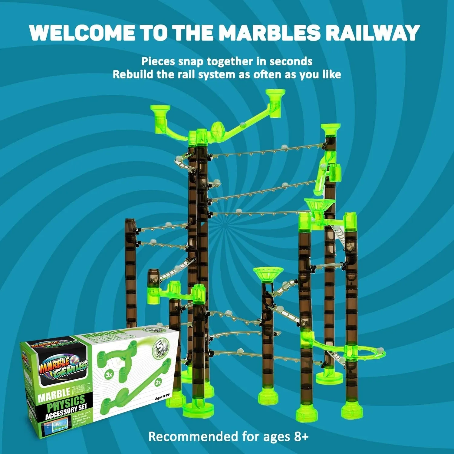 Marble Rails Physics Set, Add-On Set, 5 pieces