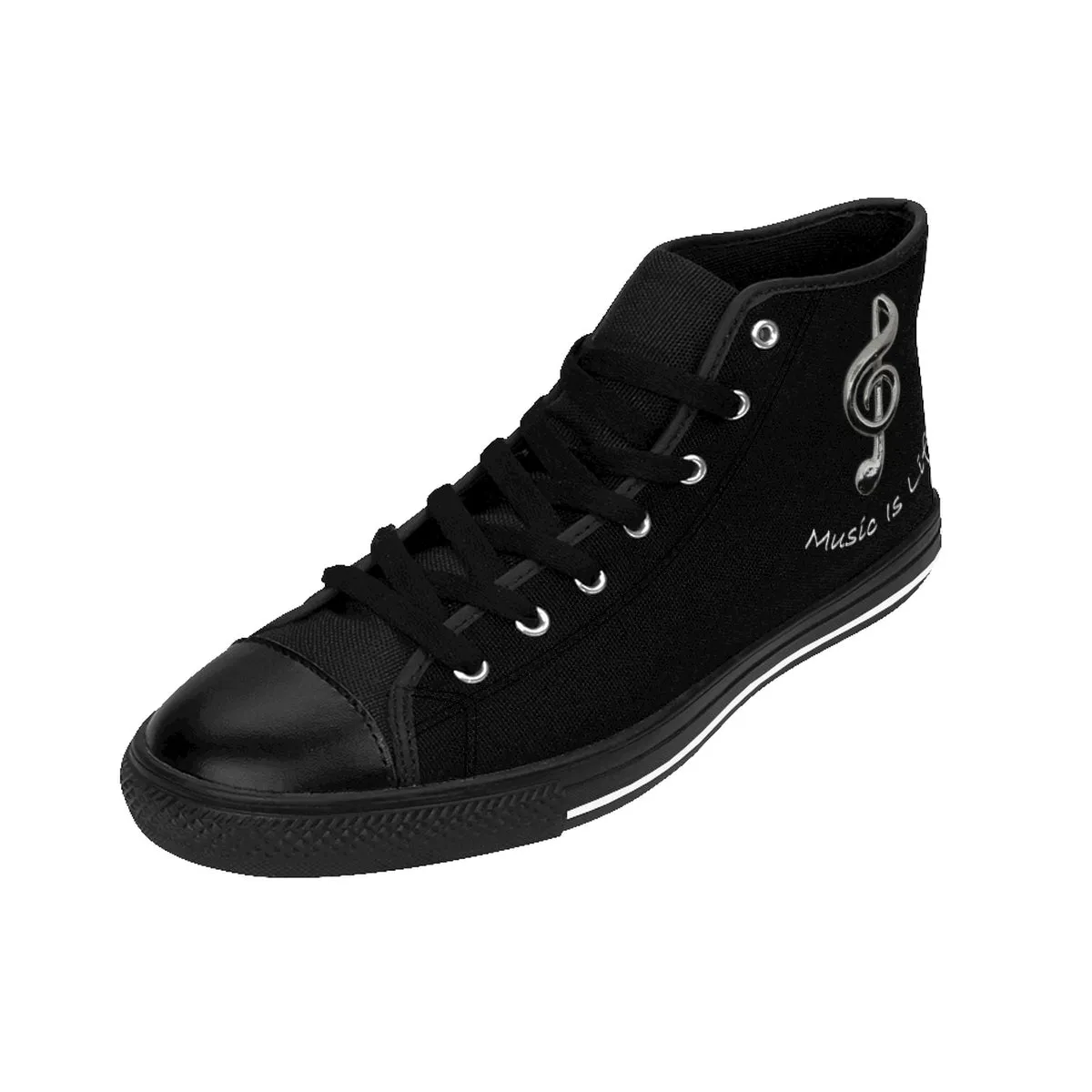 Men's Black Music Is Life High-top Sneakers