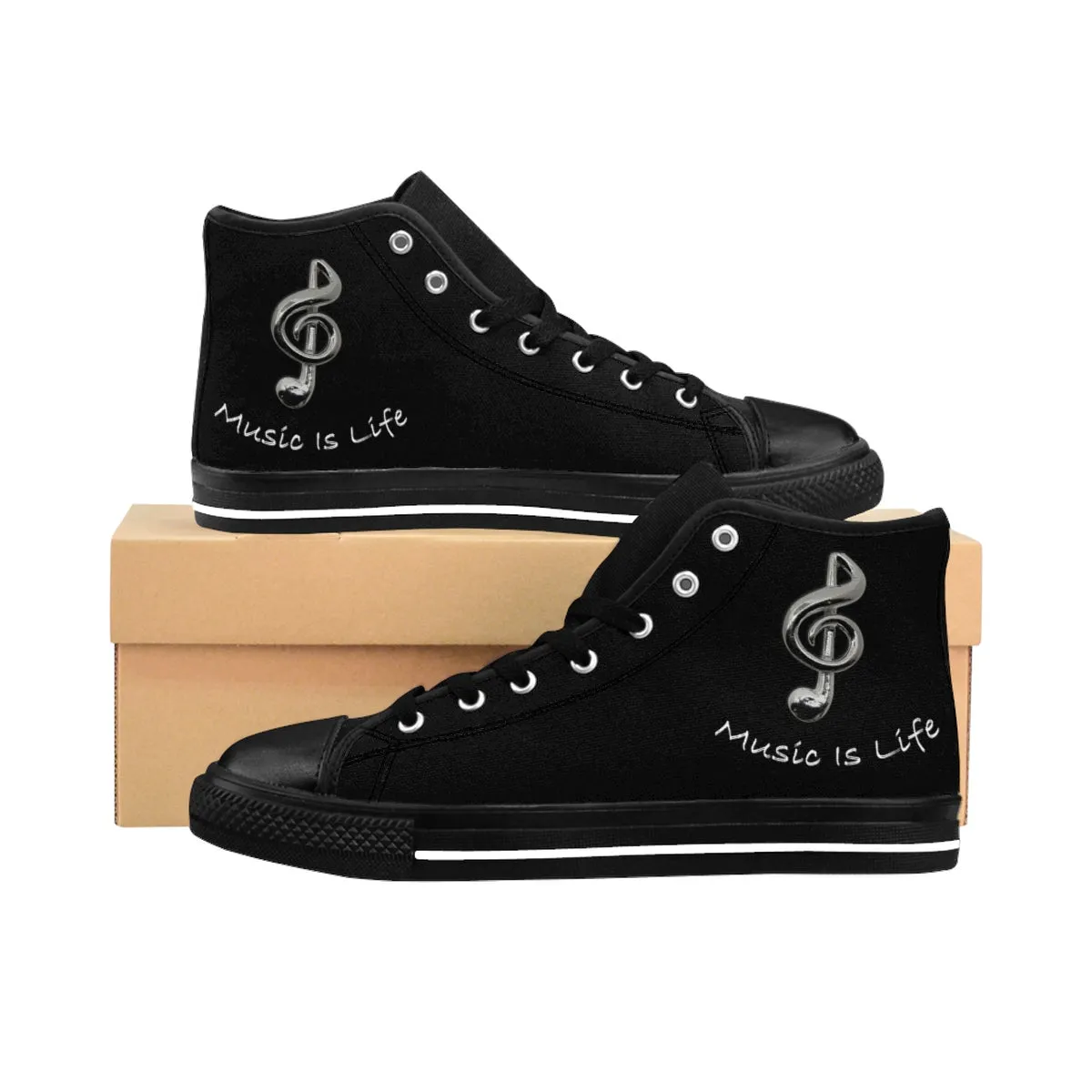 Men's Black Music Is Life High-top Sneakers