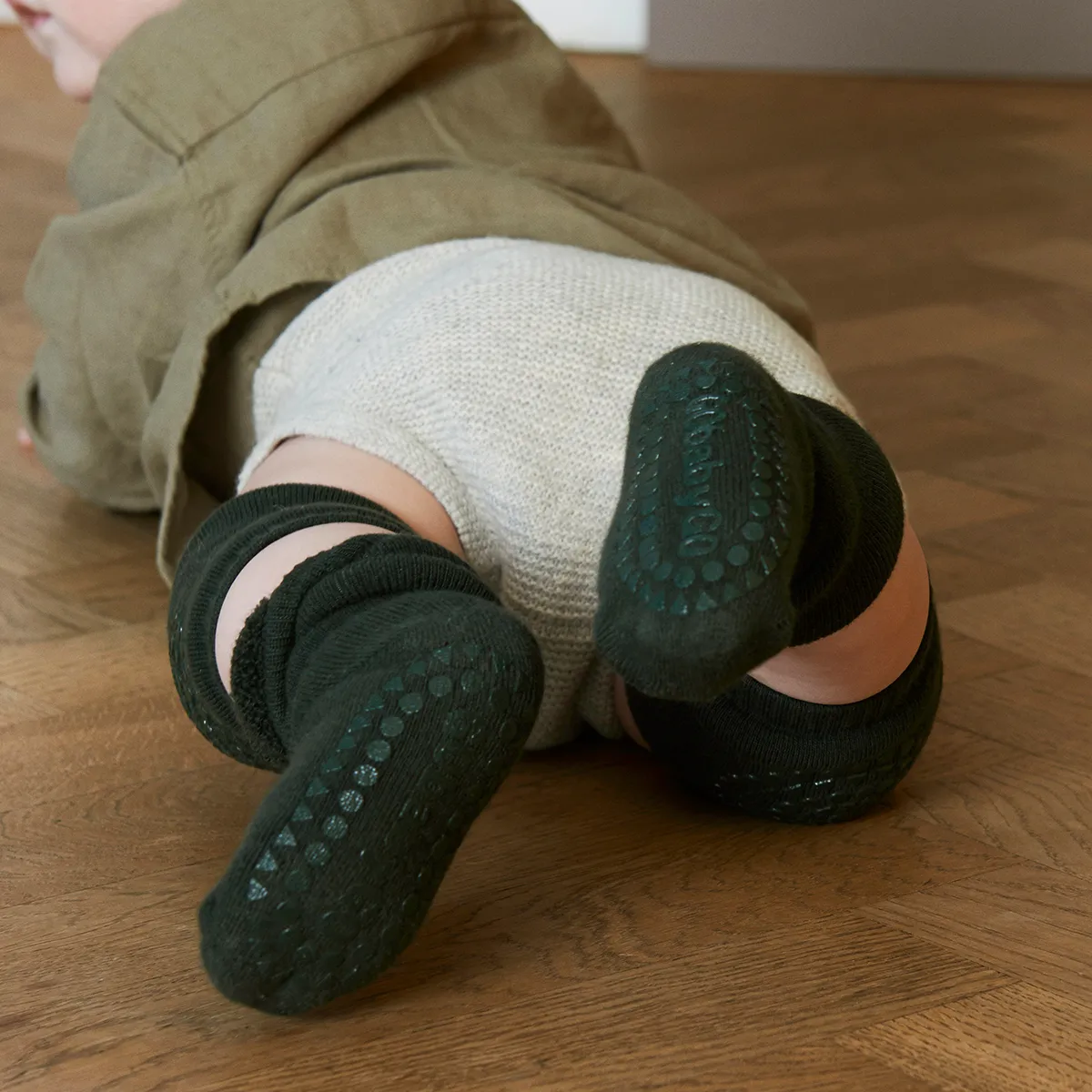 Non-Slip Grip Socks - Organic terry cotton - Forest Green