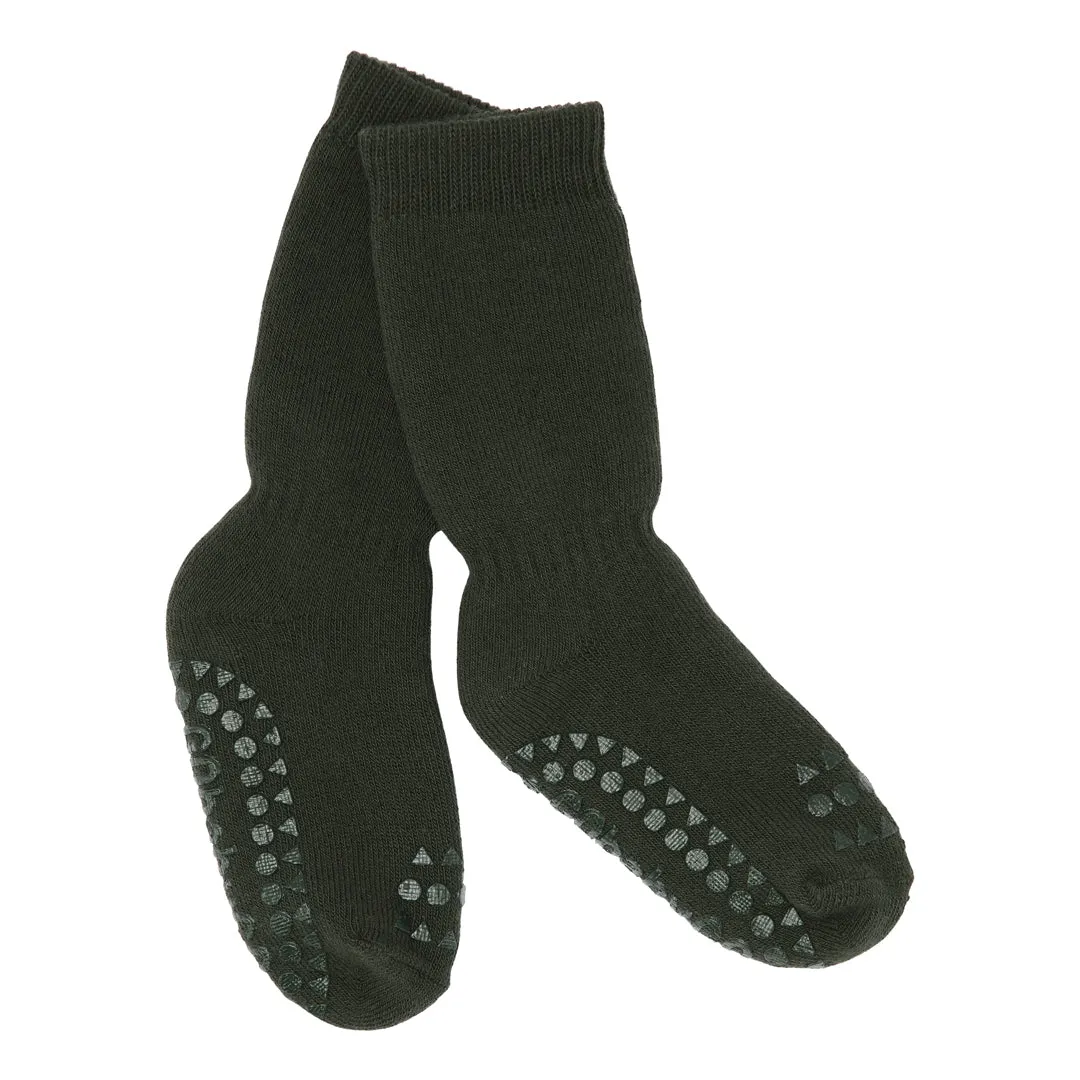 Non-Slip Grip Socks - Organic terry cotton - Forest Green