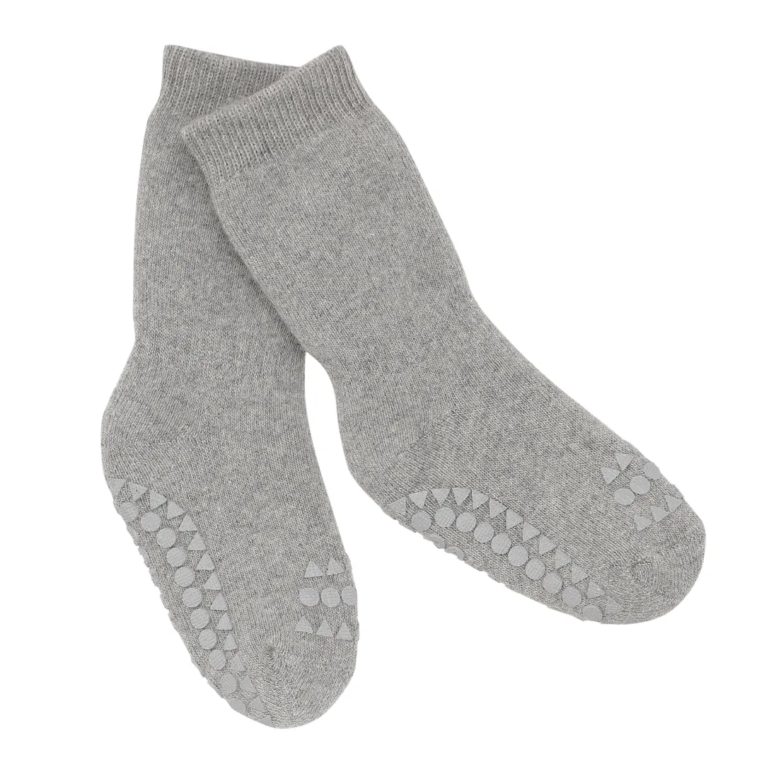 Non-Slip Grip Socks - Organic terry cotton - Grey Melange