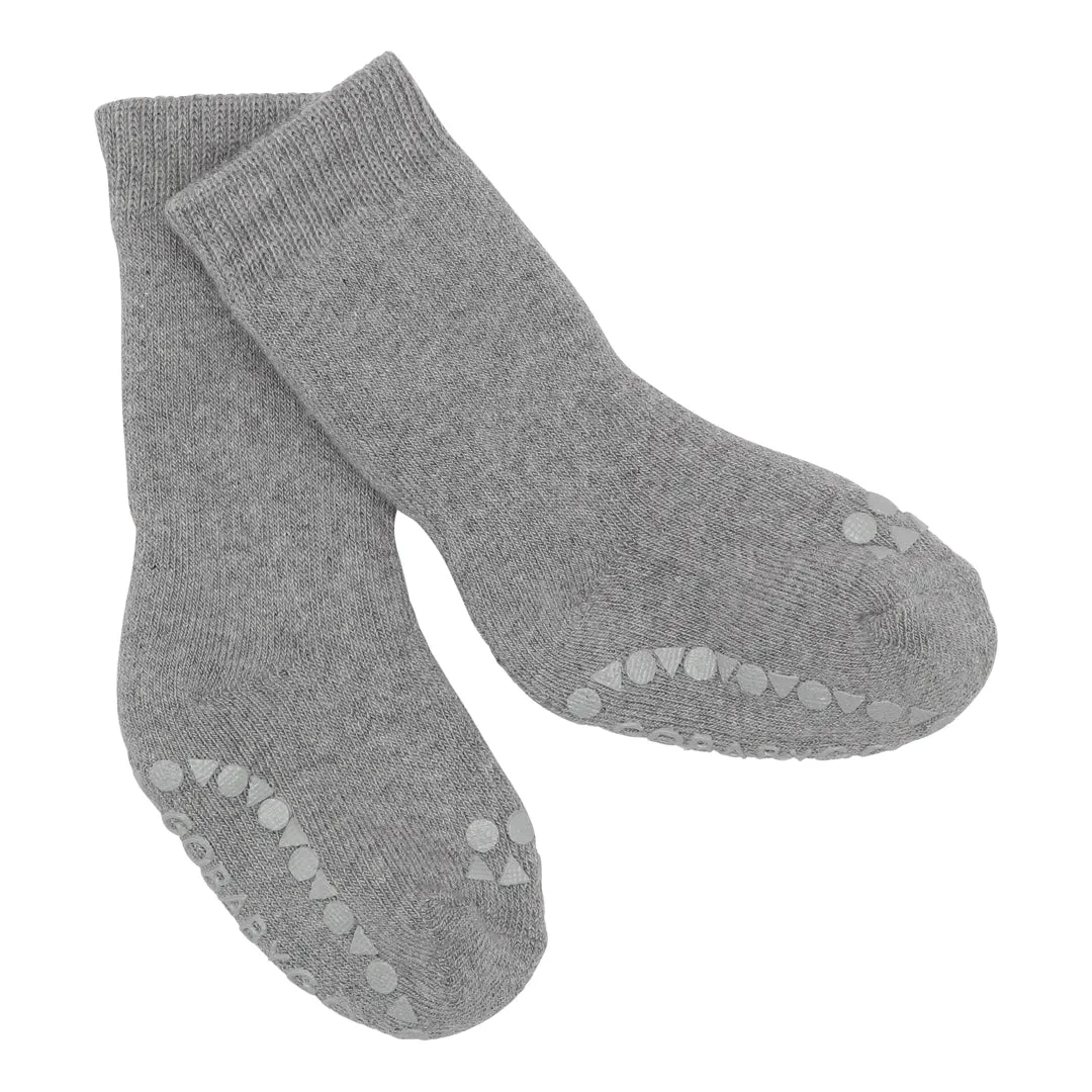 Non-Slip Grip Socks - Organic terry cotton Mini - Grey Melange