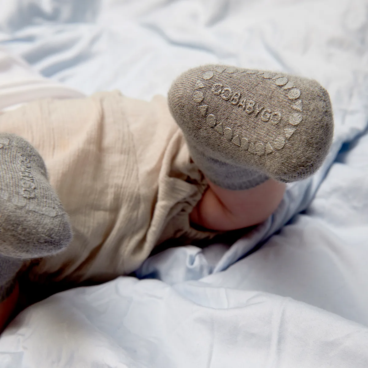 Non-Slip Grip Socks - Organic terry cotton Mini - Sand