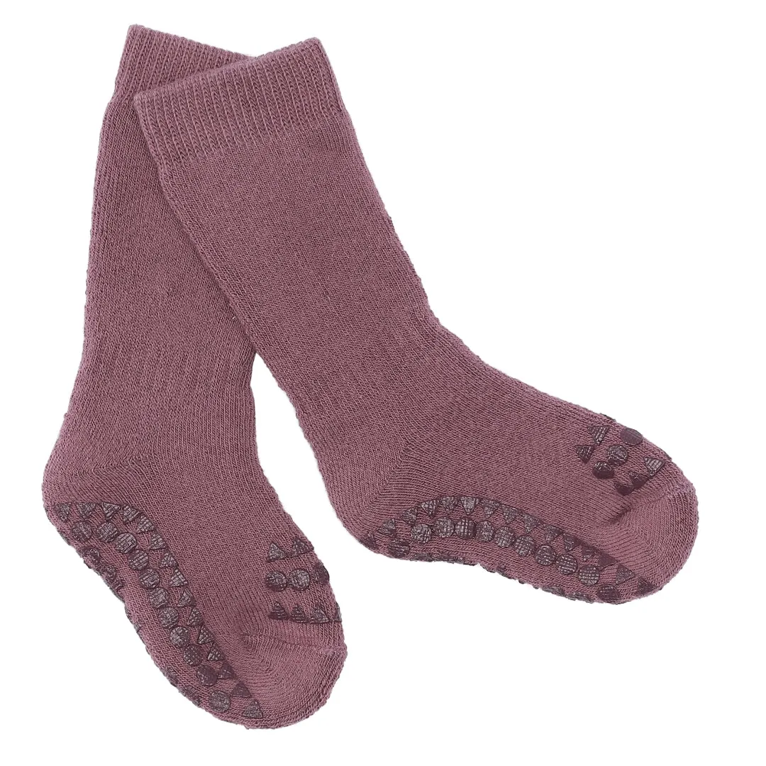 Non-Slip Grip Socks - Organic terry cotton - Misty Plum