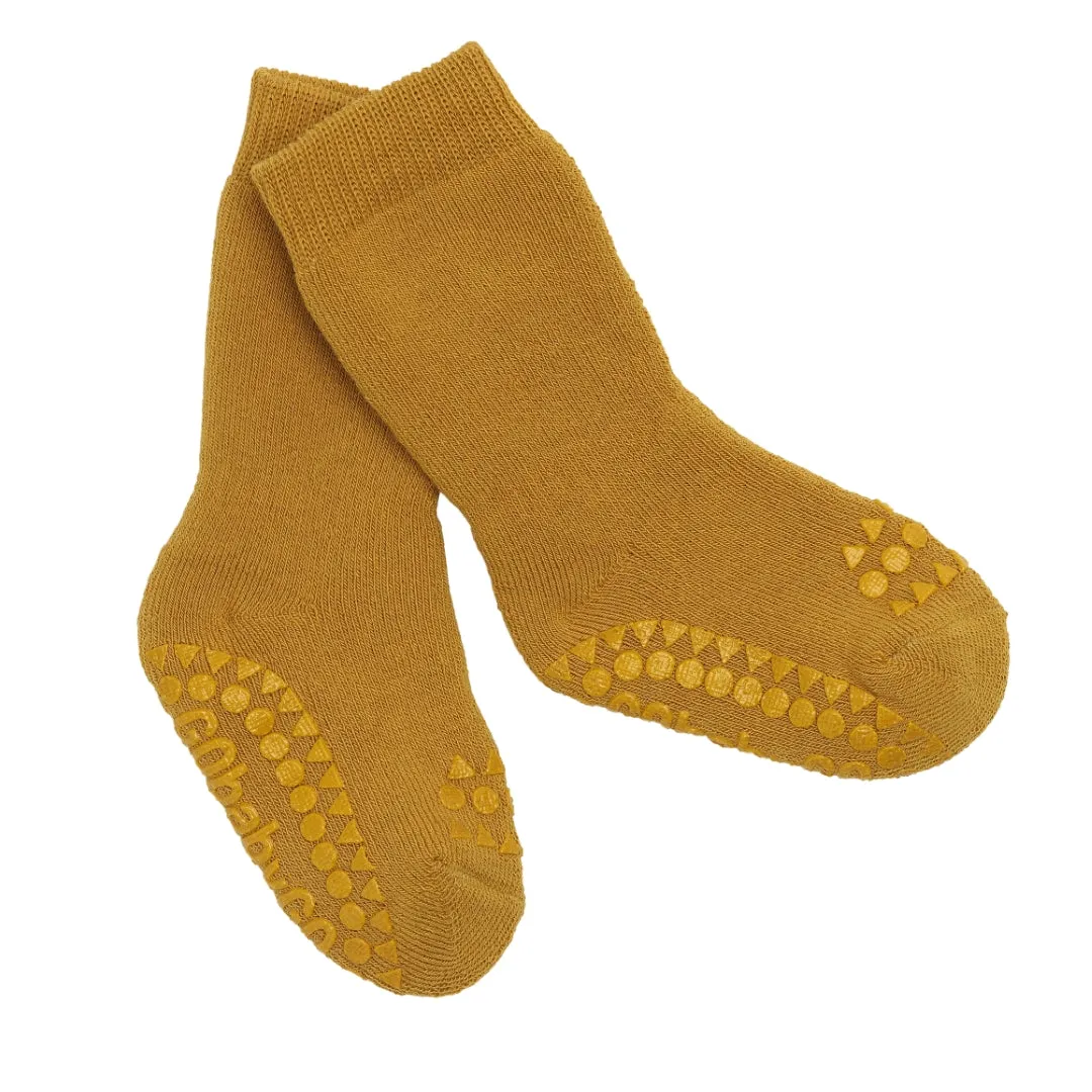 Non-slip Grip Socks Organic Terry Cotton - Mustard