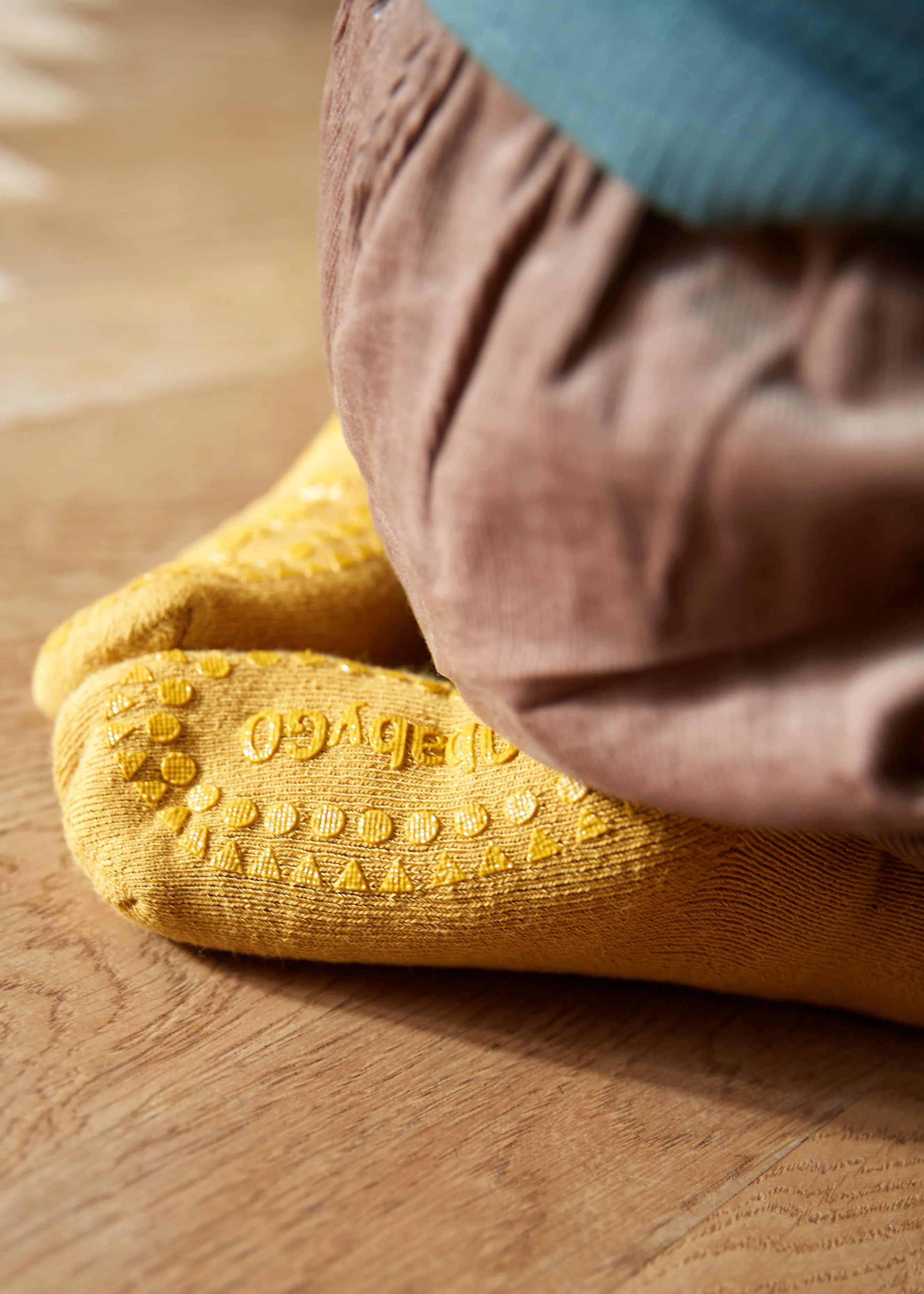 Non-slip Grip Socks Organic Terry Cotton - Mustard