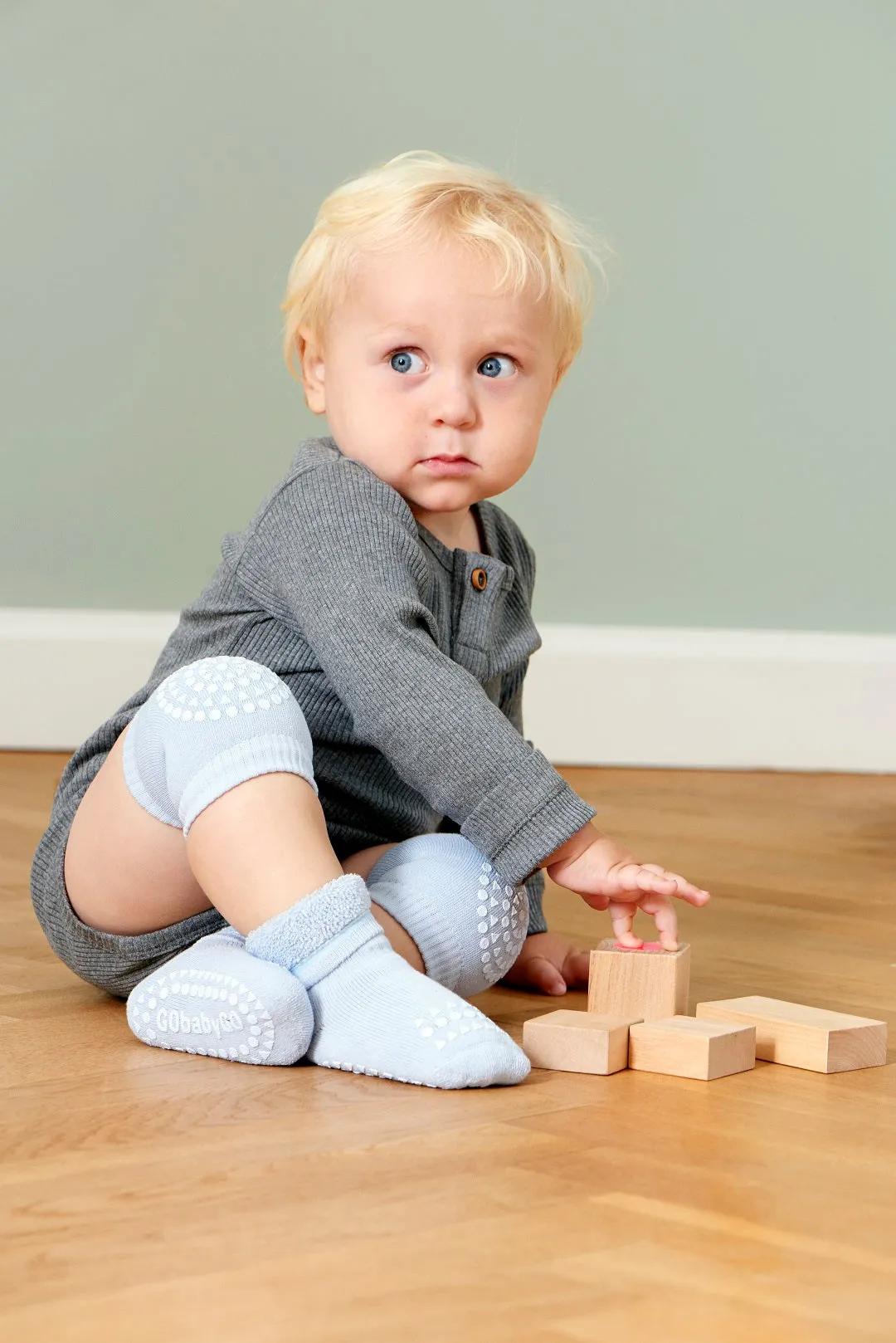 Non-Slip Grip Socks - Organic terry cotton- Sky Blue