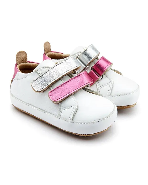 Old Soles Baby 2 Straps - Snow/Fuchsia Foil/Silver