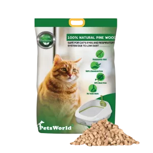 PetsWorld Natural Pine Cat Litter: Non-clumping, low dust, odor control, suitable for sifting boxes