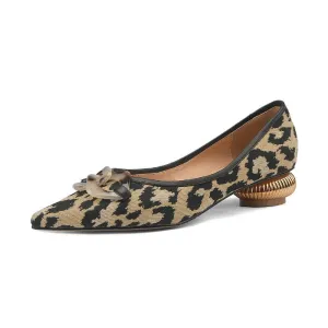 Pre Order:  Retro Leopard Print Buckle Flat Shoes