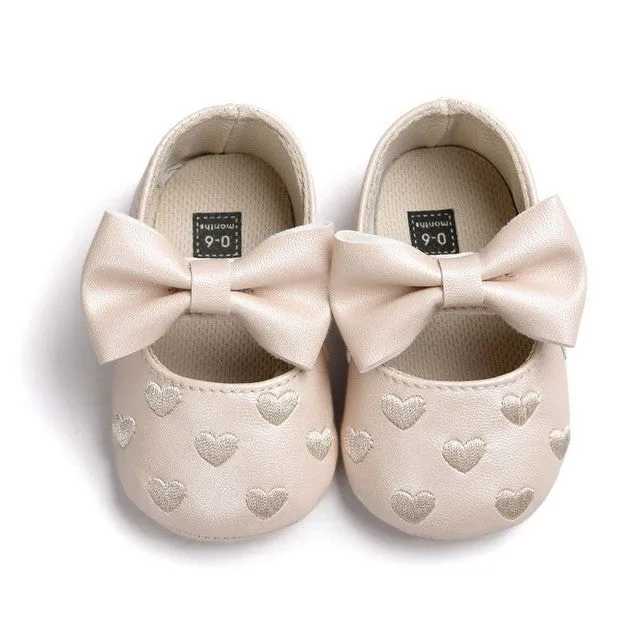 PU Leather Baby Girl Shoes Newborn Baby Moccasins Soft Moccs Shoes Bow Fringe Soled Non-slip Footwear Crib Shoes