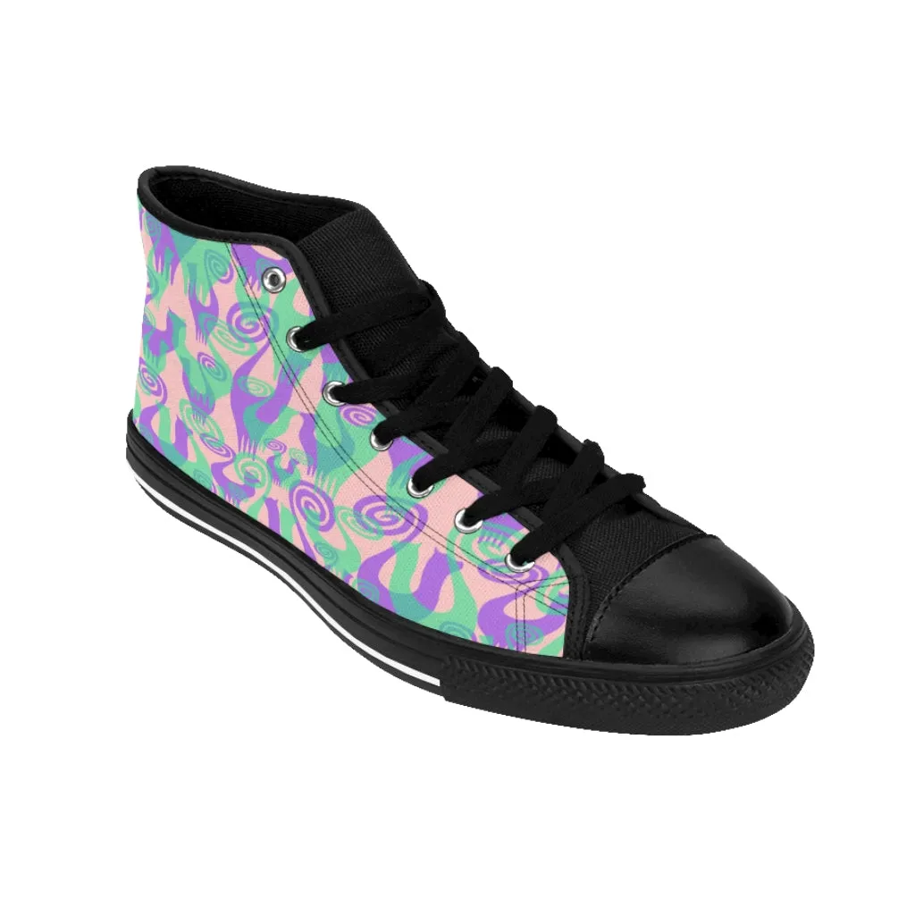 Purple/Green Snooty Layers Designer Women's High-top Sneakers