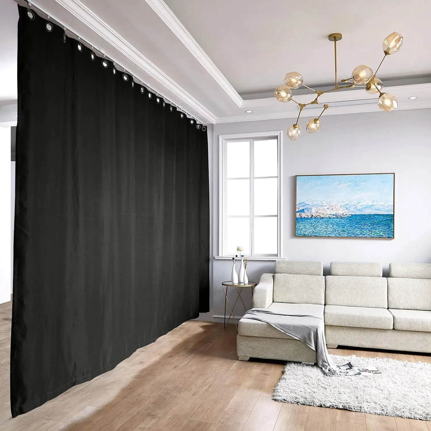 Room Divider Blackout Curtain with Ceiling Track Kit